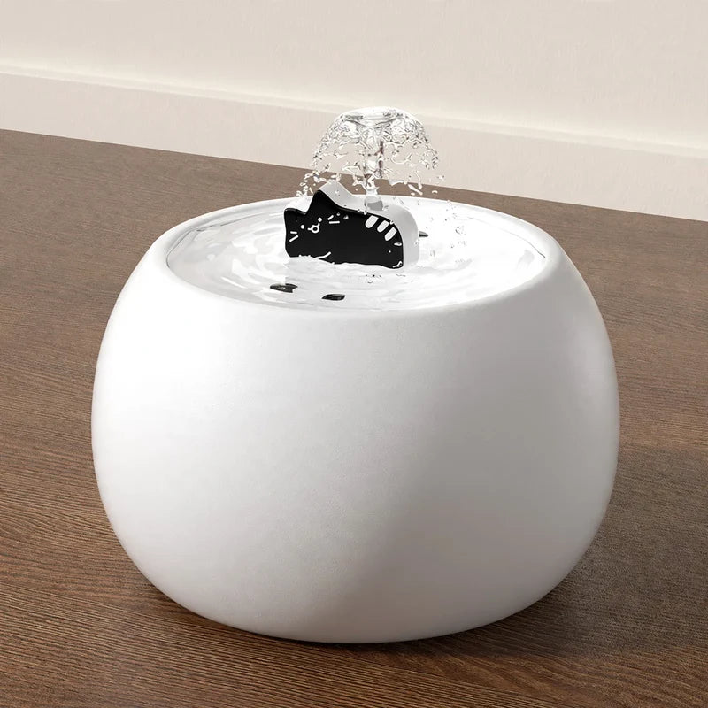 Cat Water Fountain Ceramic Bowl Continuous Circulation Filtration