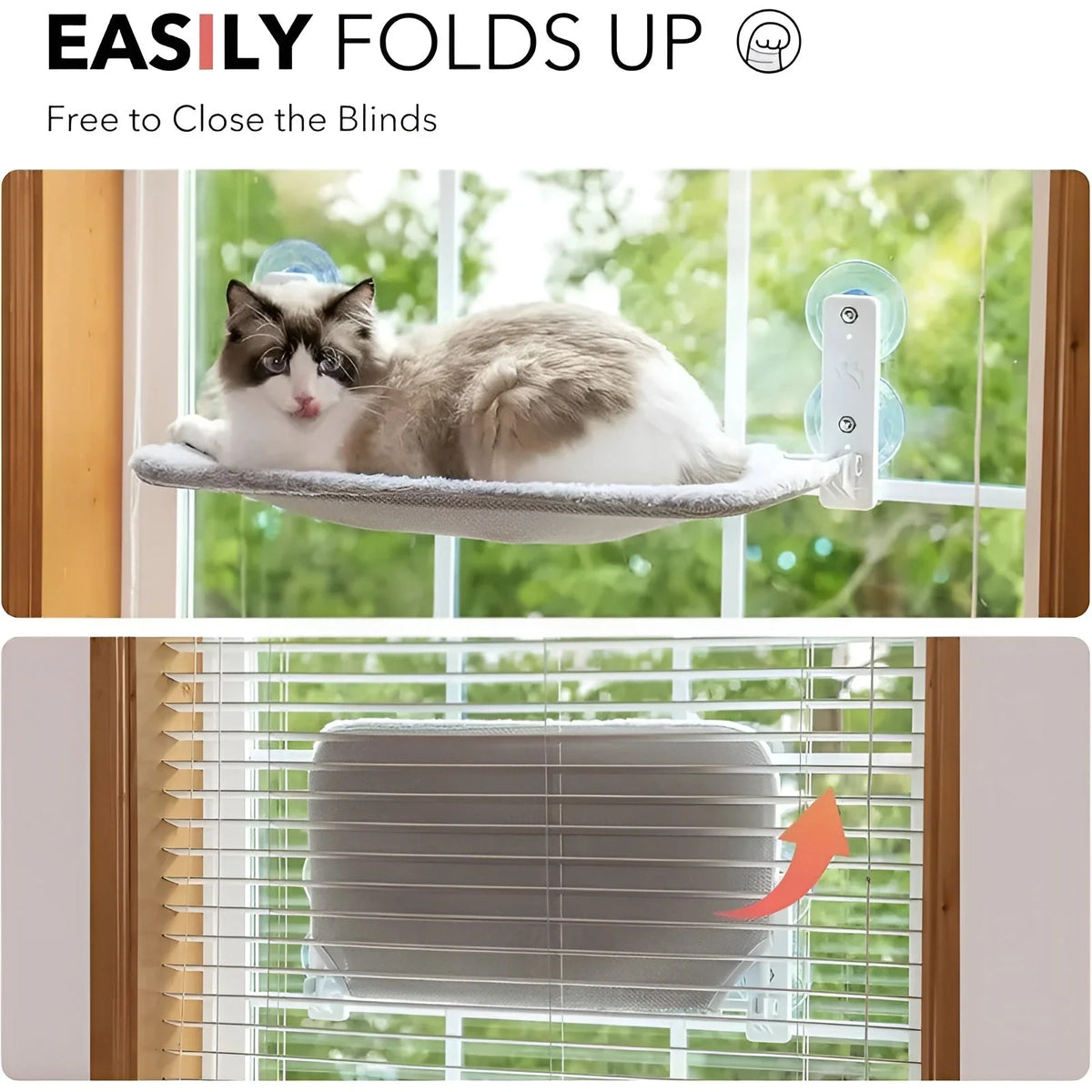 Cat Window Bed Foldable Suction Cups Plush Cushion