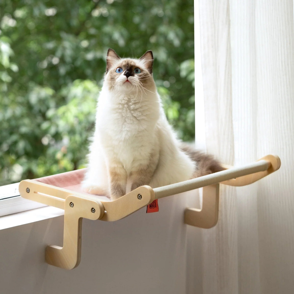 Cat Window Hammock Wooden Frame Washable Canvas Adjustable Legs