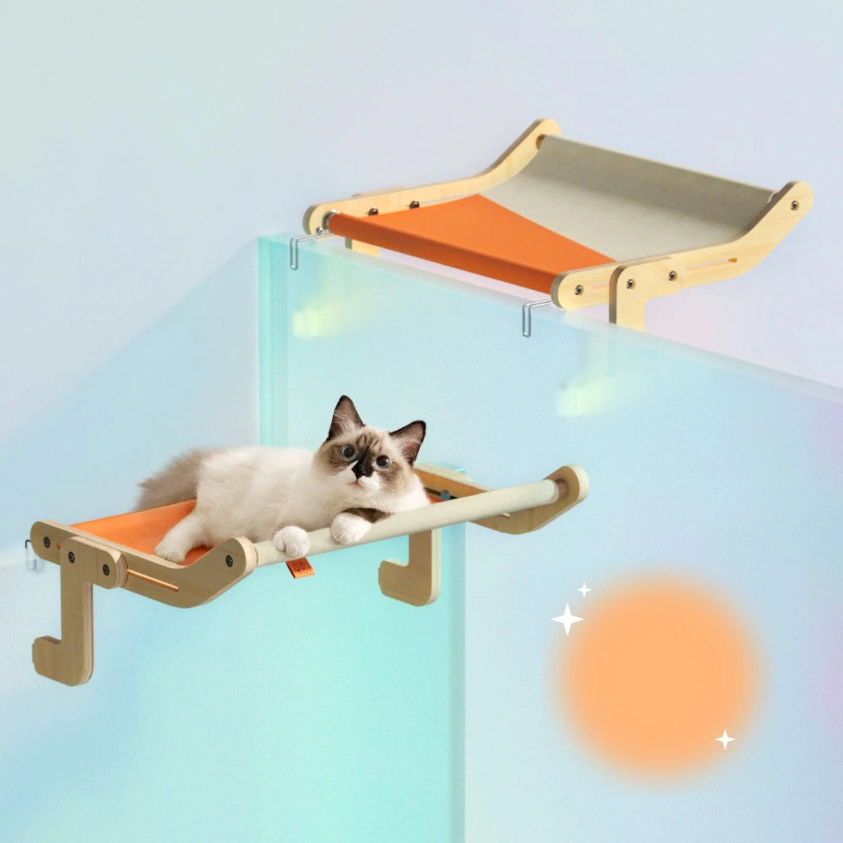 Cat Window Hammock Wooden Frame Washable Canvas Adjustable Legs