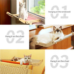Cat Window Hammock Wooden Frame Washable Canvas Adjustable Legs