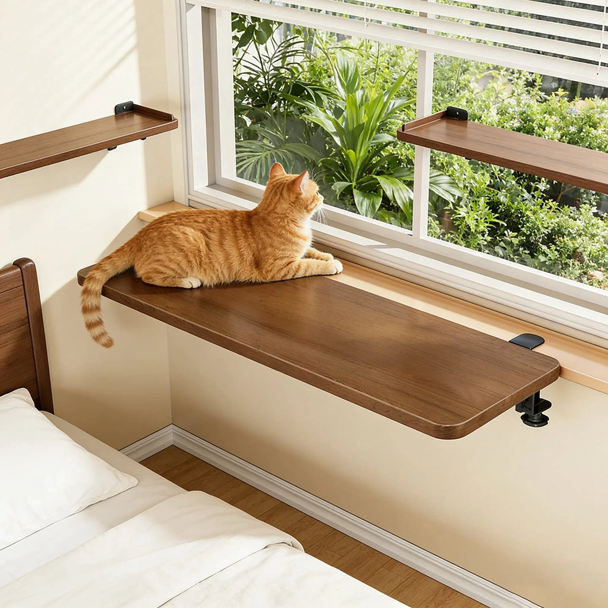Cat Window Perch Shelf Clamp-On Scratch-Resistant Surface