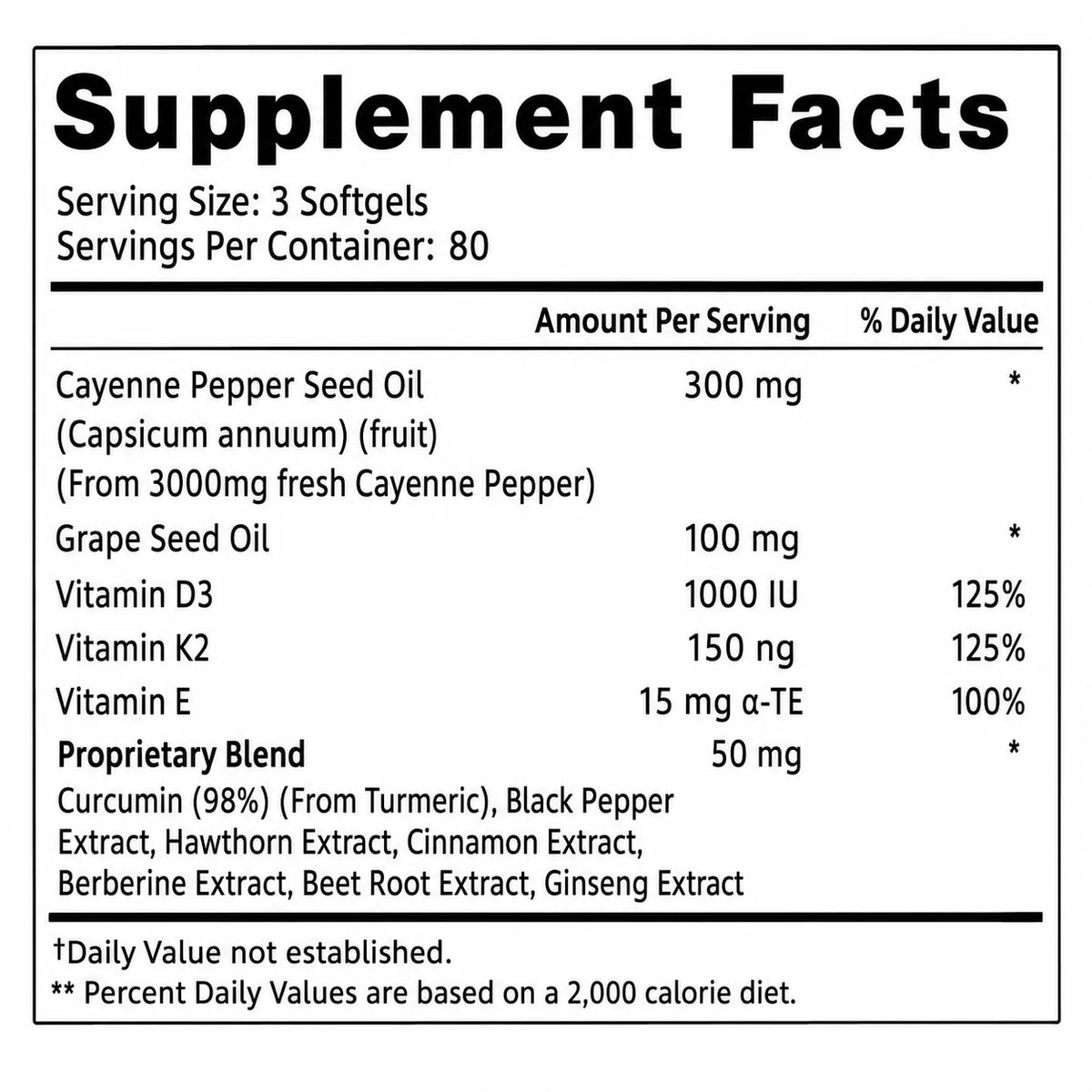 Cayenne Pepper Supplement Botanical Softgels Metabolism Support
