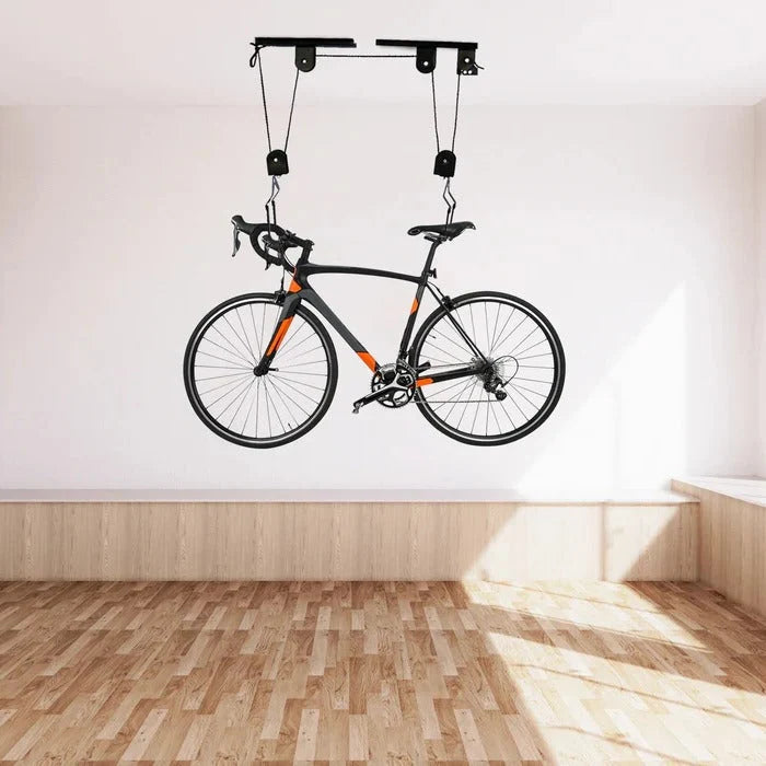 Ceiling Bike Hoist Pulley Lift Coated Hooks & Strap