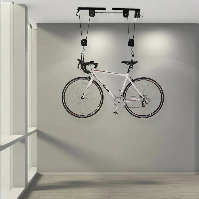 Ceiling Bike Hoist Pulley Lift Coated Hooks & Strap