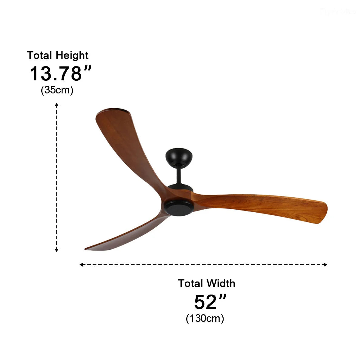 Ceiling Fan Walnut Wood Blades Reversible Airflow Remote Control