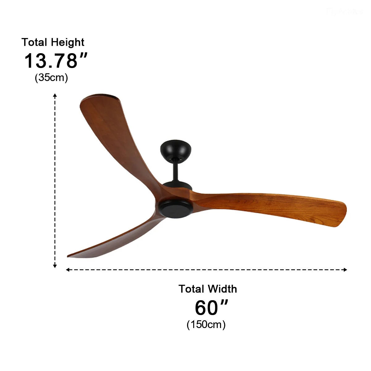 Ceiling Fan Walnut Wood Blades Reversible Airflow Remote Control