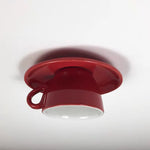 Ceiling Light Ceramic Coffee Mug Design Built-In LED Lighting