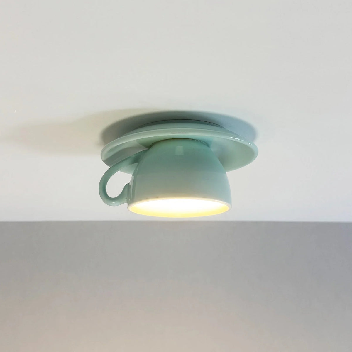 Ceiling Light Ceramic Coffee Mug Design Built-In LED Lighting