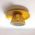 Ceiling Light Ceramic Coffee Mug Design Built-In LED Lighting