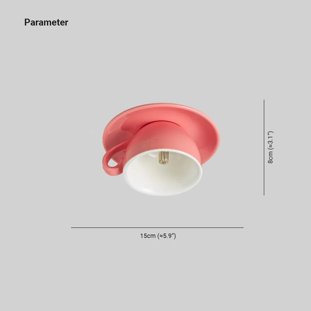 Ceiling Light Ceramic Coffee Mug Design Built-In LED Lighting