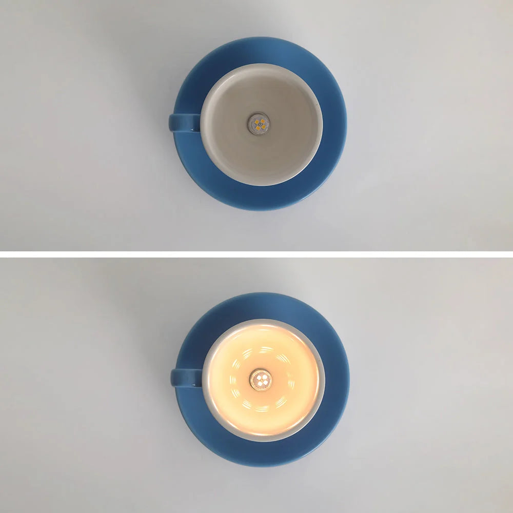 Ceiling Light Ceramic Coffee Mug Design Built-In LED Lighting