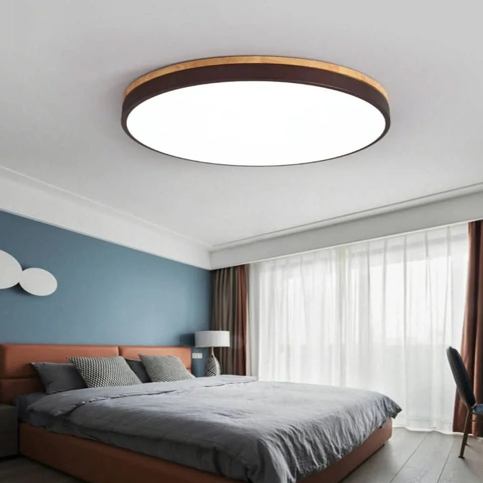 Ceiling Light Metal & Natural Wood LED-Compatible 18W