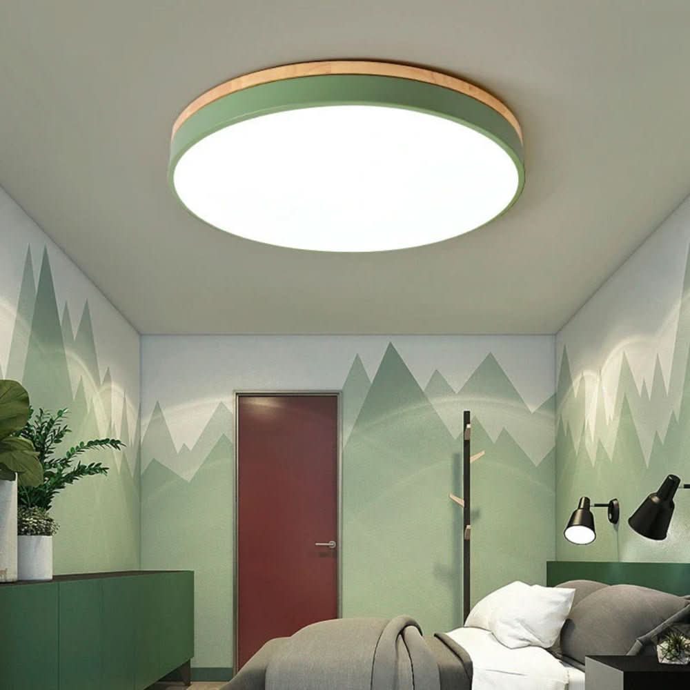 Ceiling Light Metal & Natural Wood LED-Compatible 18W