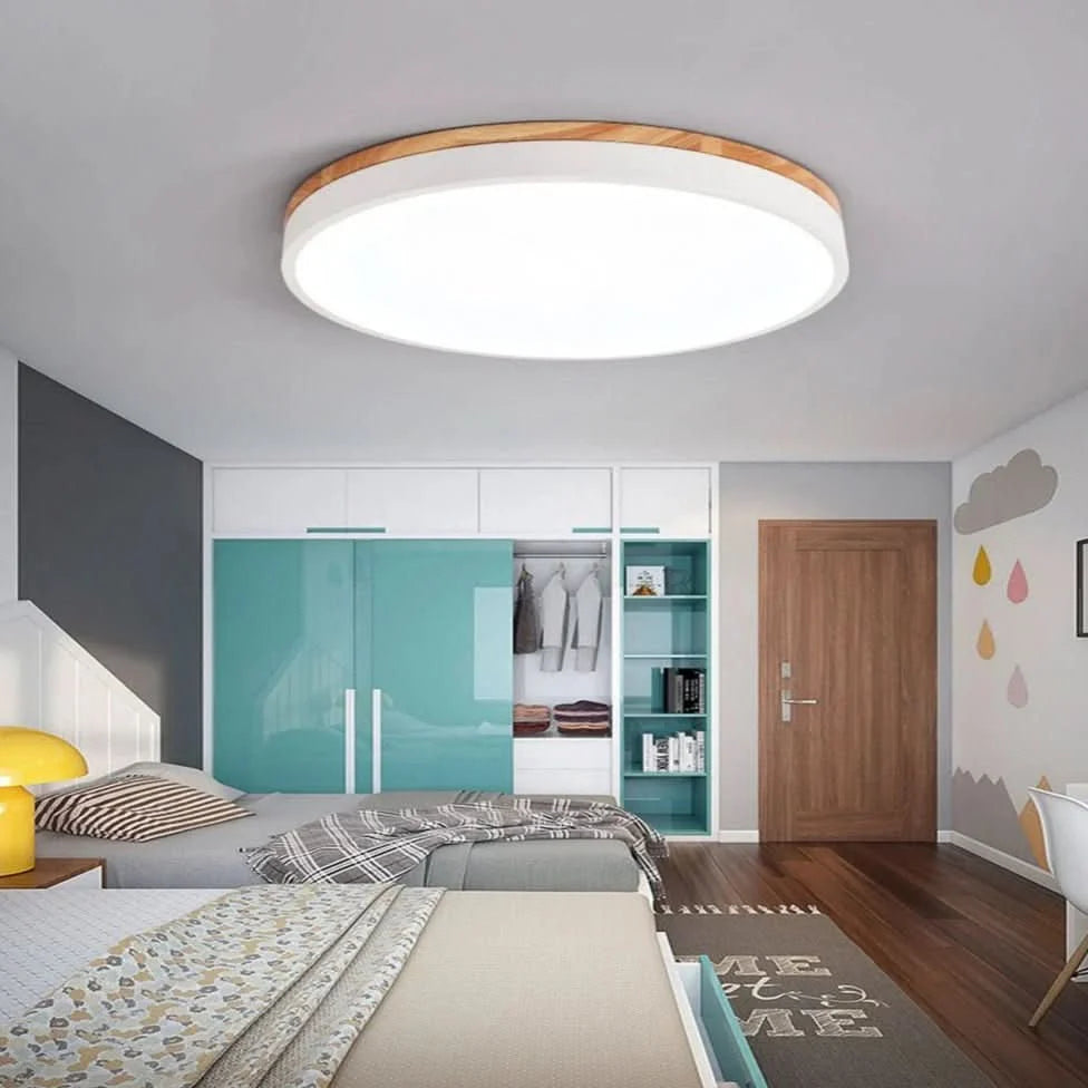 Ceiling Light Metal & Natural Wood LED-Compatible 18W
