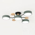 Ceiling Light Round Metal and Wood 3-Color LED