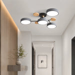 Ceiling Light Round Metal and Wood 3-Color LED