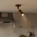 Ceiling Light Solid Wood Adjustable Head E27 LED Compatible
