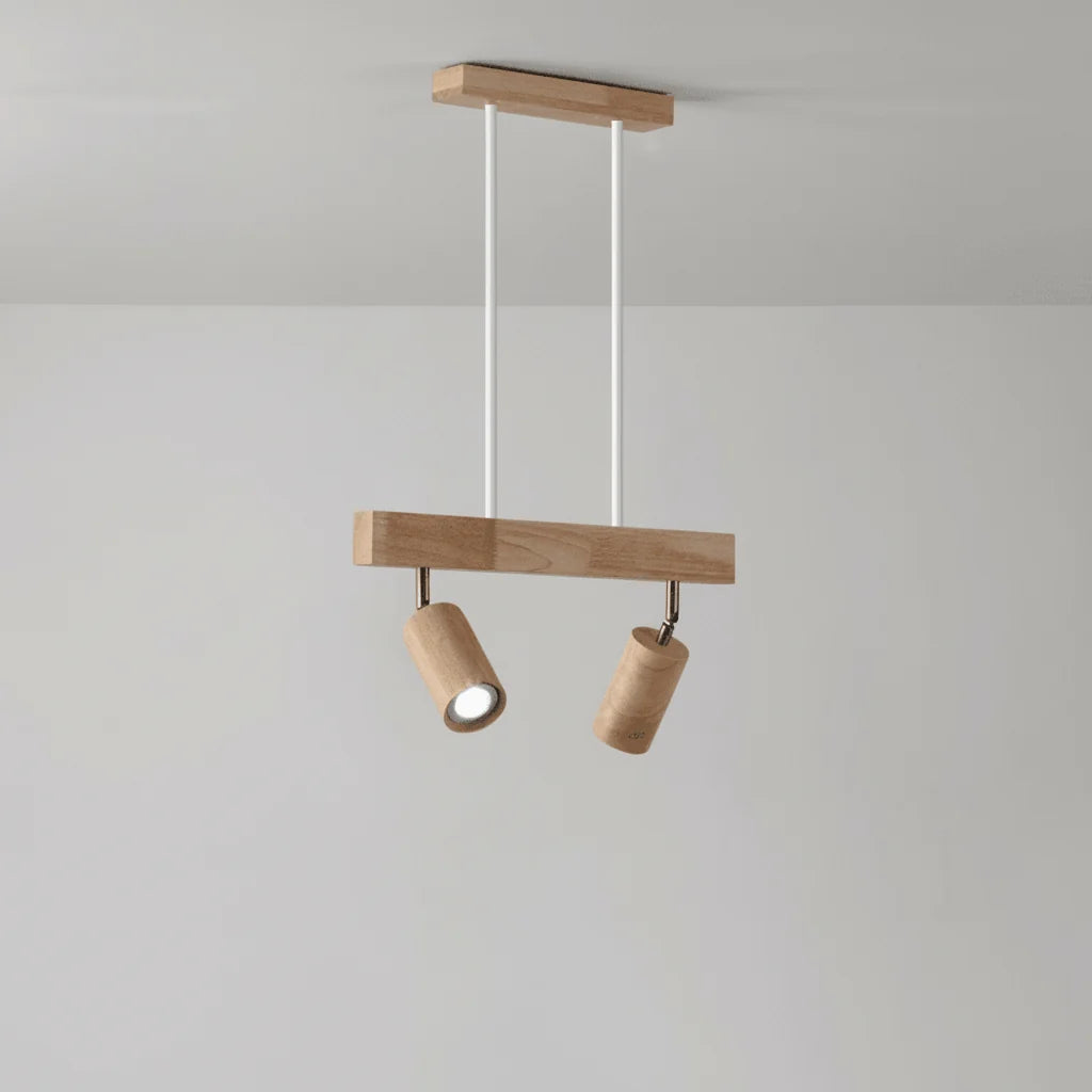 Ceiling Light Solid Wood Adjustable Head E27 LED Compatible