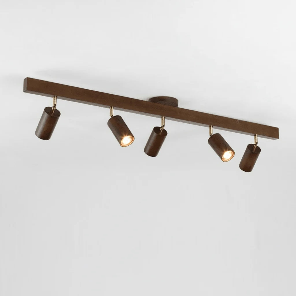 Ceiling Light Solid Wood Adjustable Head E27 LED Compatible