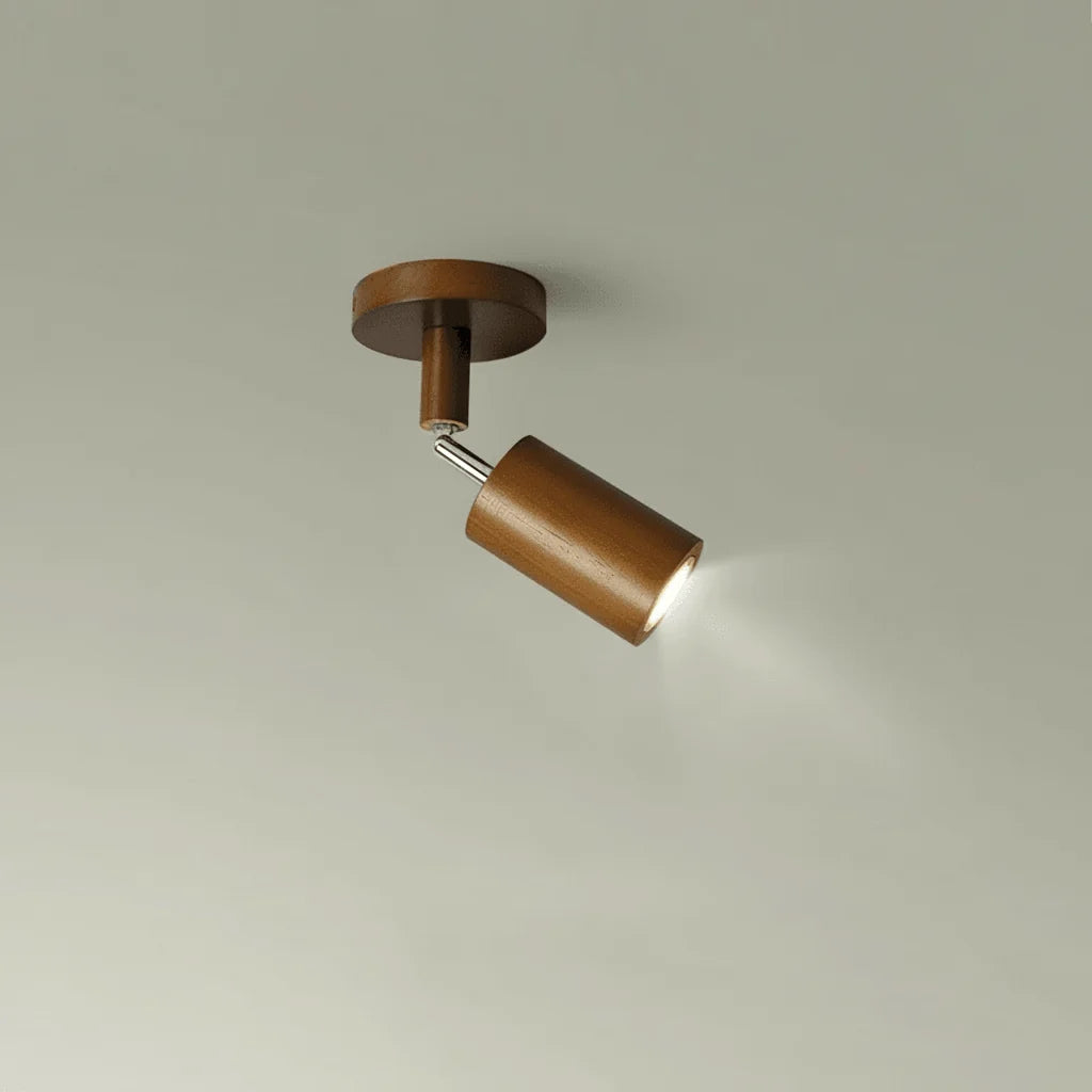 Ceiling Light Solid Wood Adjustable Head E27 LED Compatible