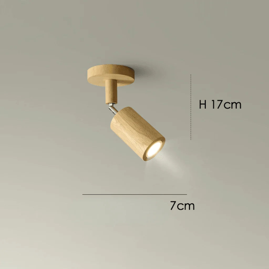 Ceiling Light Solid Wood Adjustable Head E27 LED Compatible