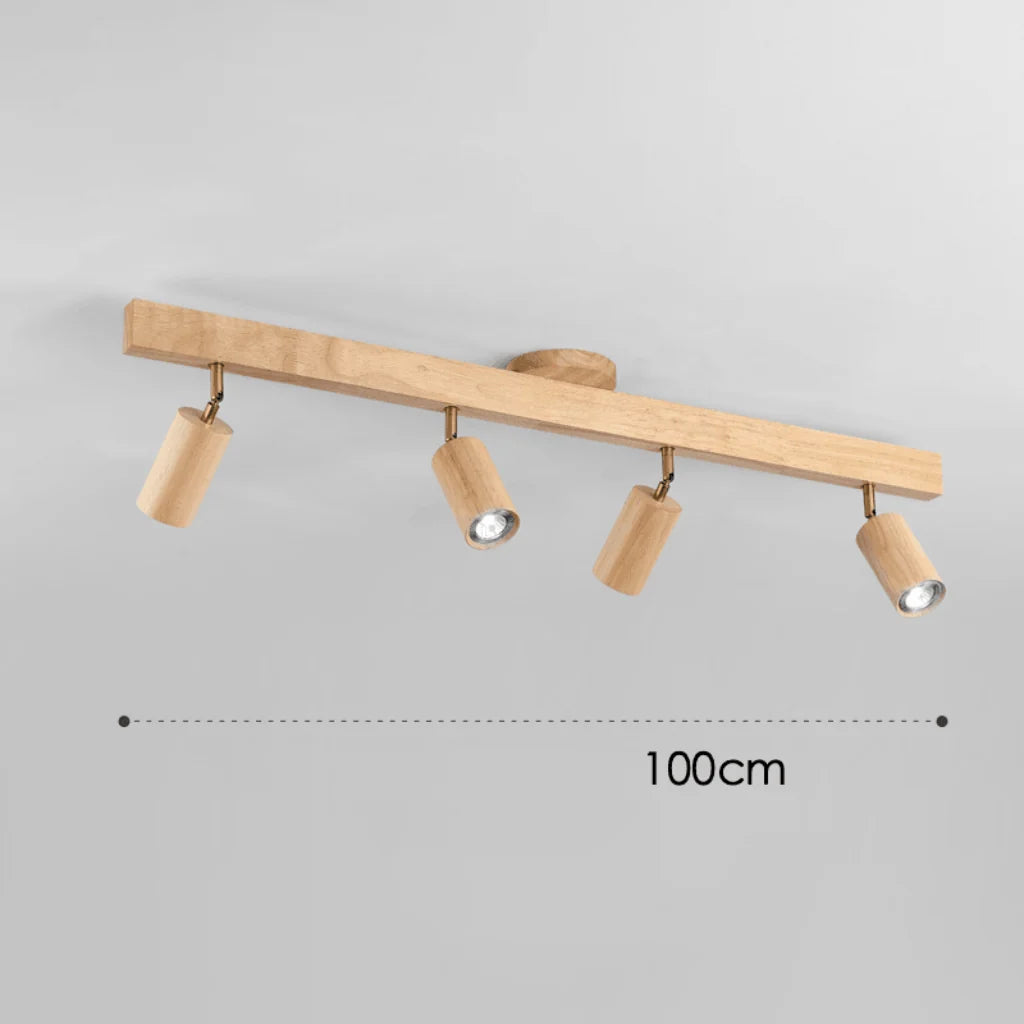 Ceiling Light Solid Wood Adjustable Head E27 LED Compatible
