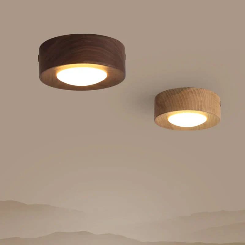 Ceiling Light Walnut Wood Integrated LED Spotlight