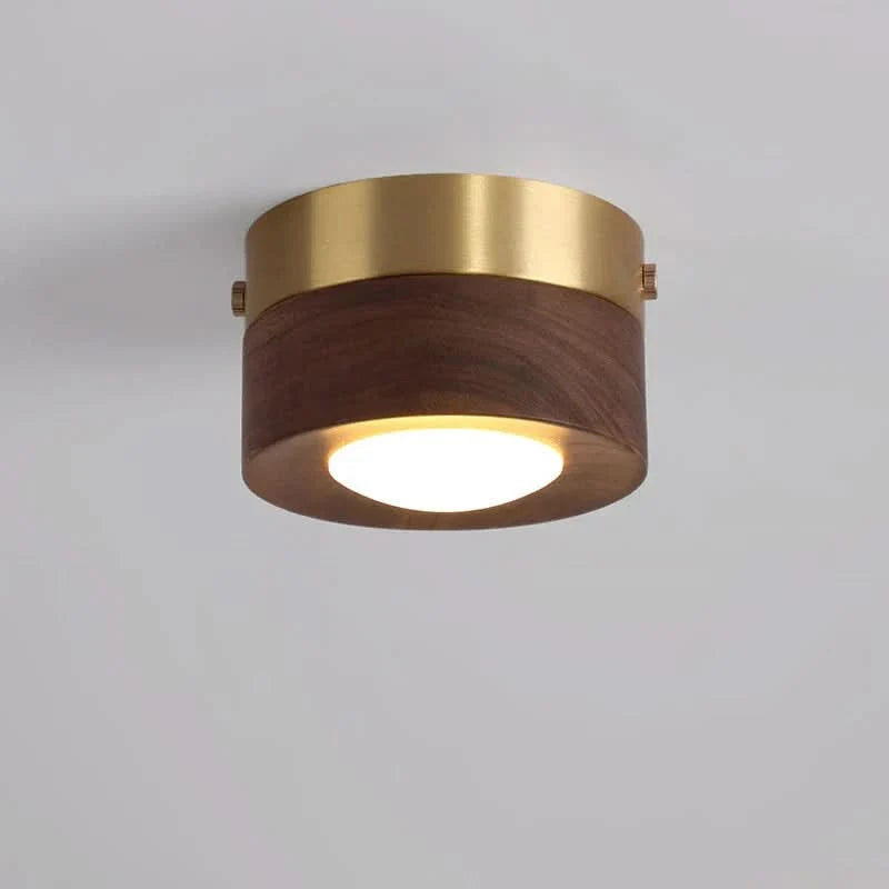 Ceiling Light Walnut Wood Integrated LED Spotlight