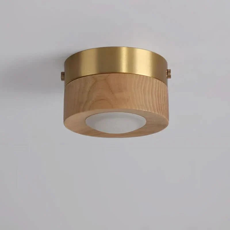 Ceiling Light Walnut Wood Integrated LED Spotlight