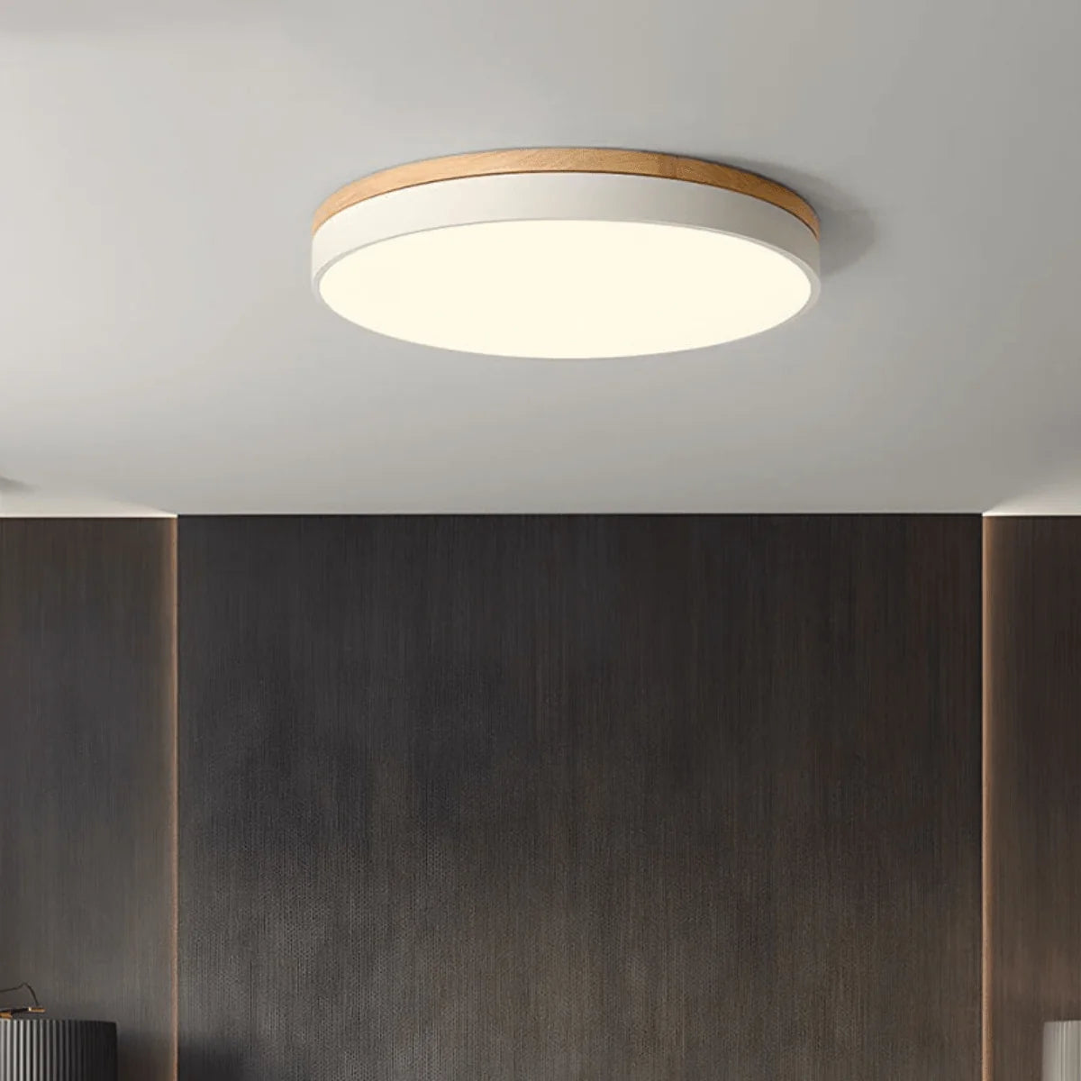 Ceiling Light Wood And Metal 4000K LED Minimalist Design