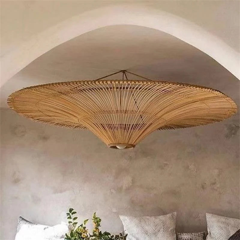 Ceiling Light Woven Natural Fiber Warm Ambient Lighting