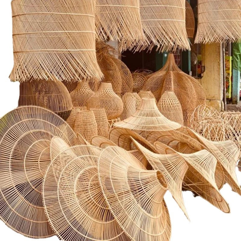 Ceiling Light Woven Natural Fiber Warm Ambient Lighting