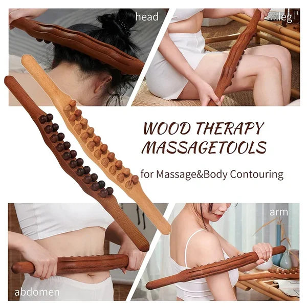 Cellulite Massage Roller Natural Wood Deep Stimulation