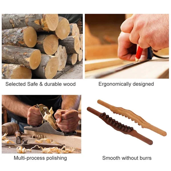 Cellulite Massage Roller Natural Wood Deep Stimulation