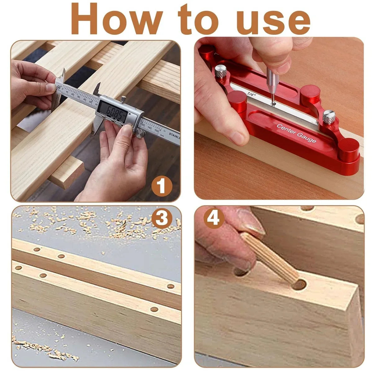 Center Marking Gauge Adjustable Stainless Steel Nine Interchangeable Strips