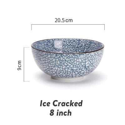 Ceramic Bowl Crackle Glaze 33.8 Fl Oz Capacity