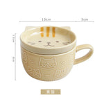 Ceramic Cat Mug With Lid 10.2–13.5 Fl Oz