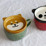 Ceramic Cat Mug With Lid 10.2–13.5 Fl Oz