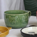 Ceramic Cat Mug With Lid 10.2–13.5 Fl Oz