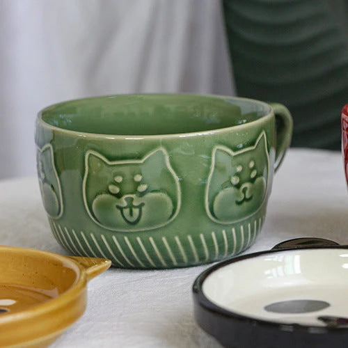 Ceramic Cat Mug With Lid 10.2–13.5 Fl Oz