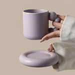 Ceramic Coffee Mug Berry-Shaped Handle With Matching Tray