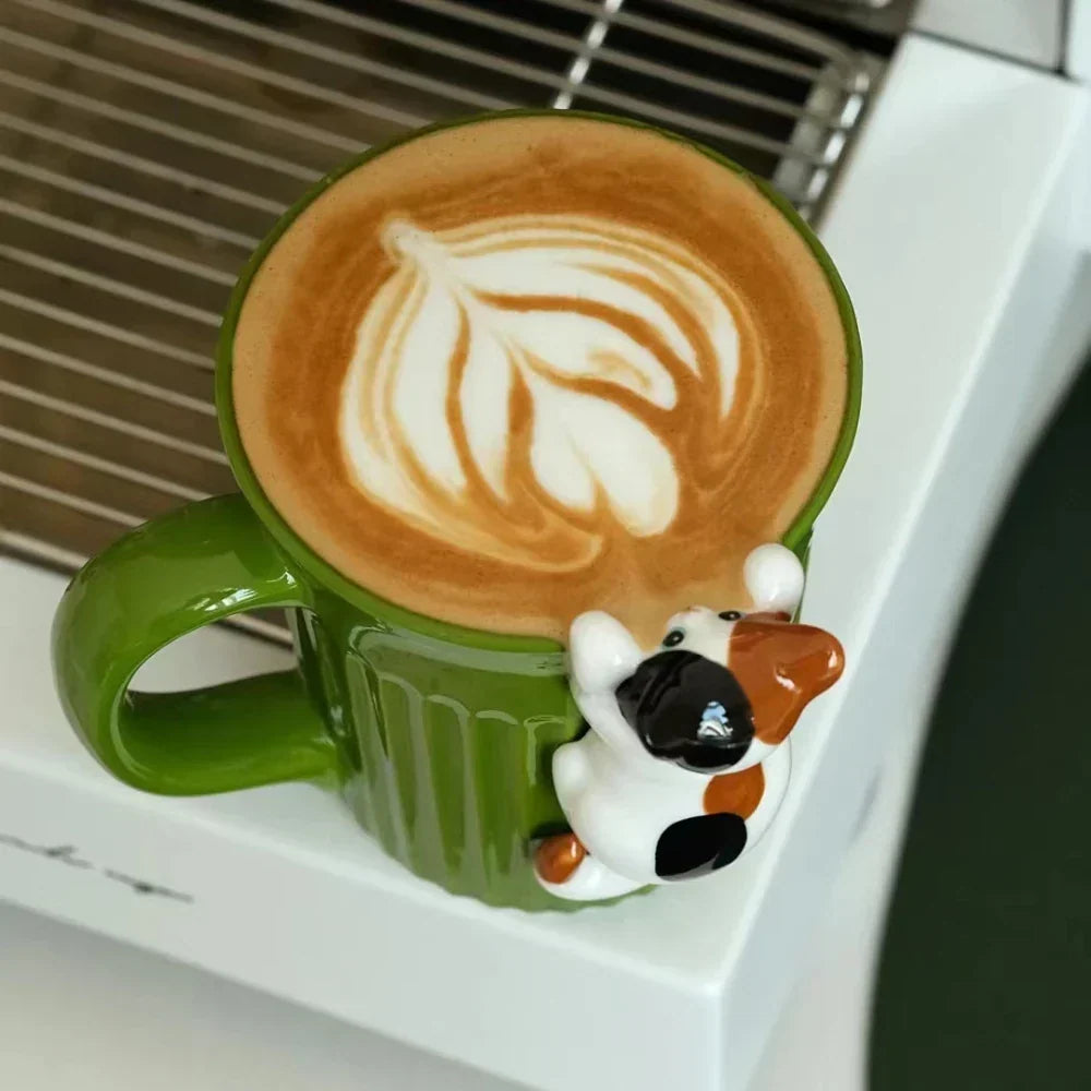 Ceramic Coffee Mug Climbing Cat Design Ergonomic Handle 11.8 Fl Oz