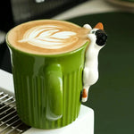 Ceramic Coffee Mug Climbing Cat Design Ergonomic Handle 11.8 Fl Oz