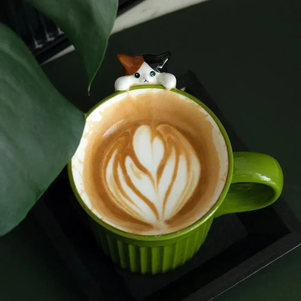 Ceramic Coffee Mug Climbing Cat Design Ergonomic Handle 11.8 Fl Oz