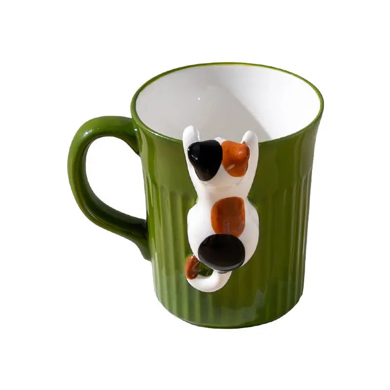 Ceramic Coffee Mug Climbing Cat Design Ergonomic Handle 11.8 Fl Oz