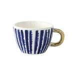 Ceramic Coffee Mug Geometric Pattern Gold Handle 330ml