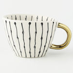 Ceramic Coffee Mug Geometric Pattern Gold Handle 330ml