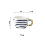 Ceramic Coffee Mug Geometric Pattern Gold Handle 330ml