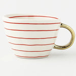Ceramic Coffee Mug Geometric Pattern Gold Handle 330ml